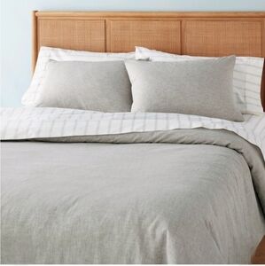 Hearth & Hand w/ Magnolia 3pc Full/Queen Linen Blend Duvet Set Jet Grey